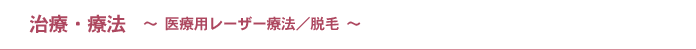 治療・療法 医療用レーザー療法/脱毛